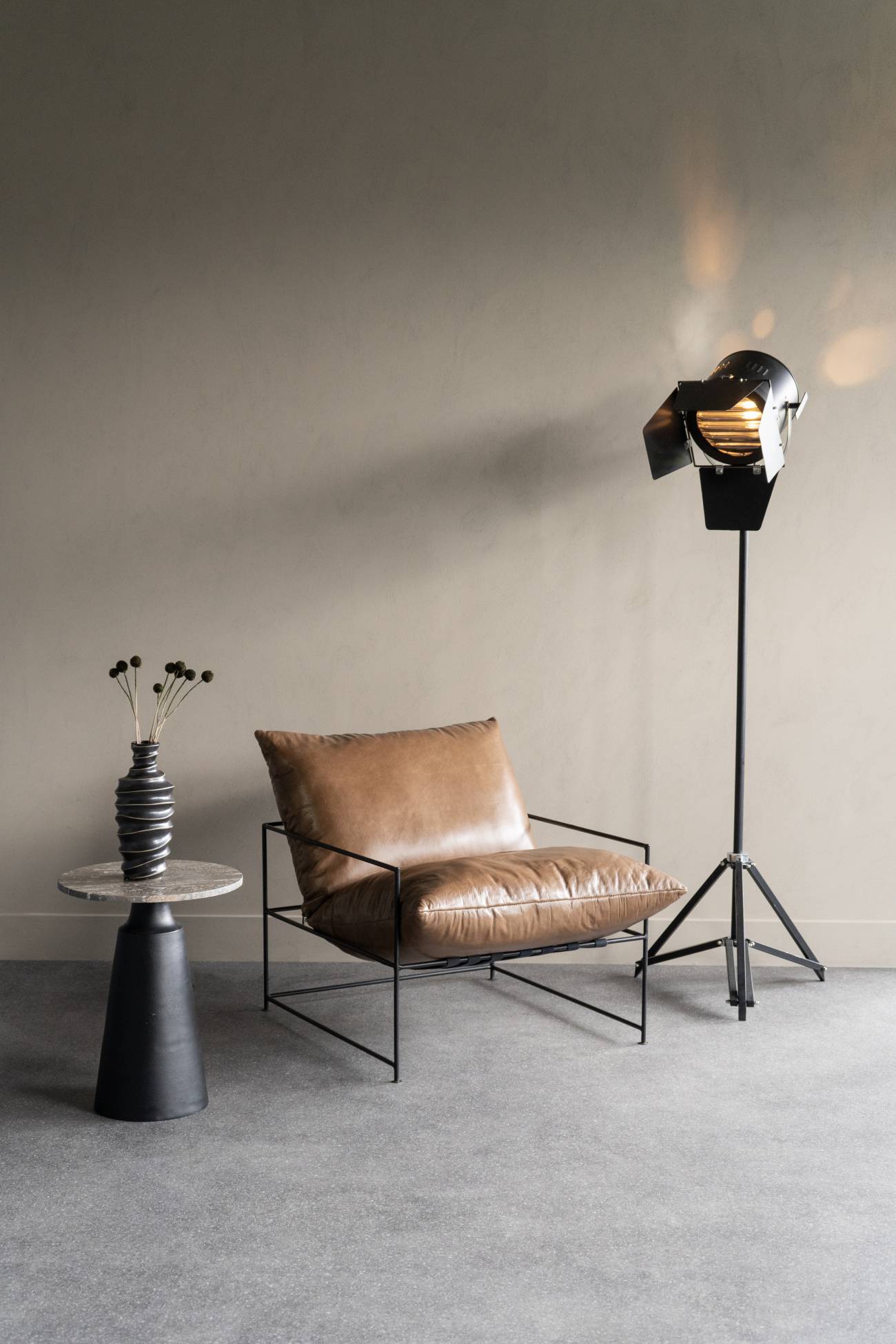 Clarky Black Hollywood Spotlight Floor Lamp